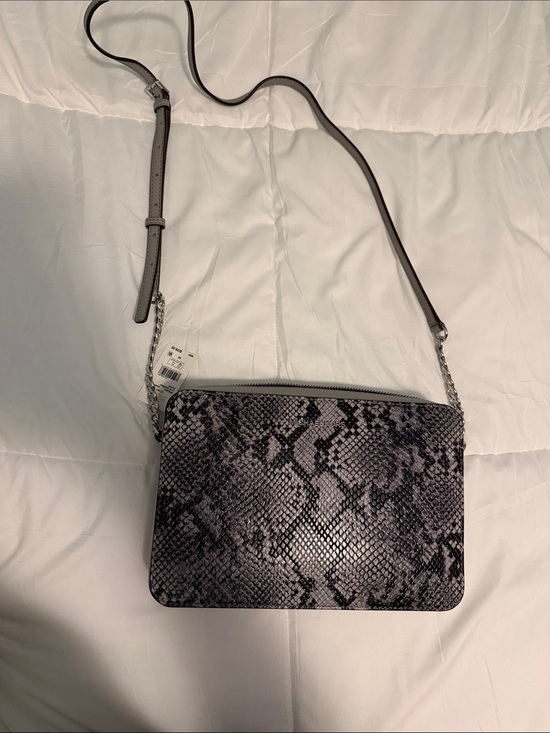 Michael Kors Handbags - Michael Kors Quarry Grey Snake-Print Crossbody Bag